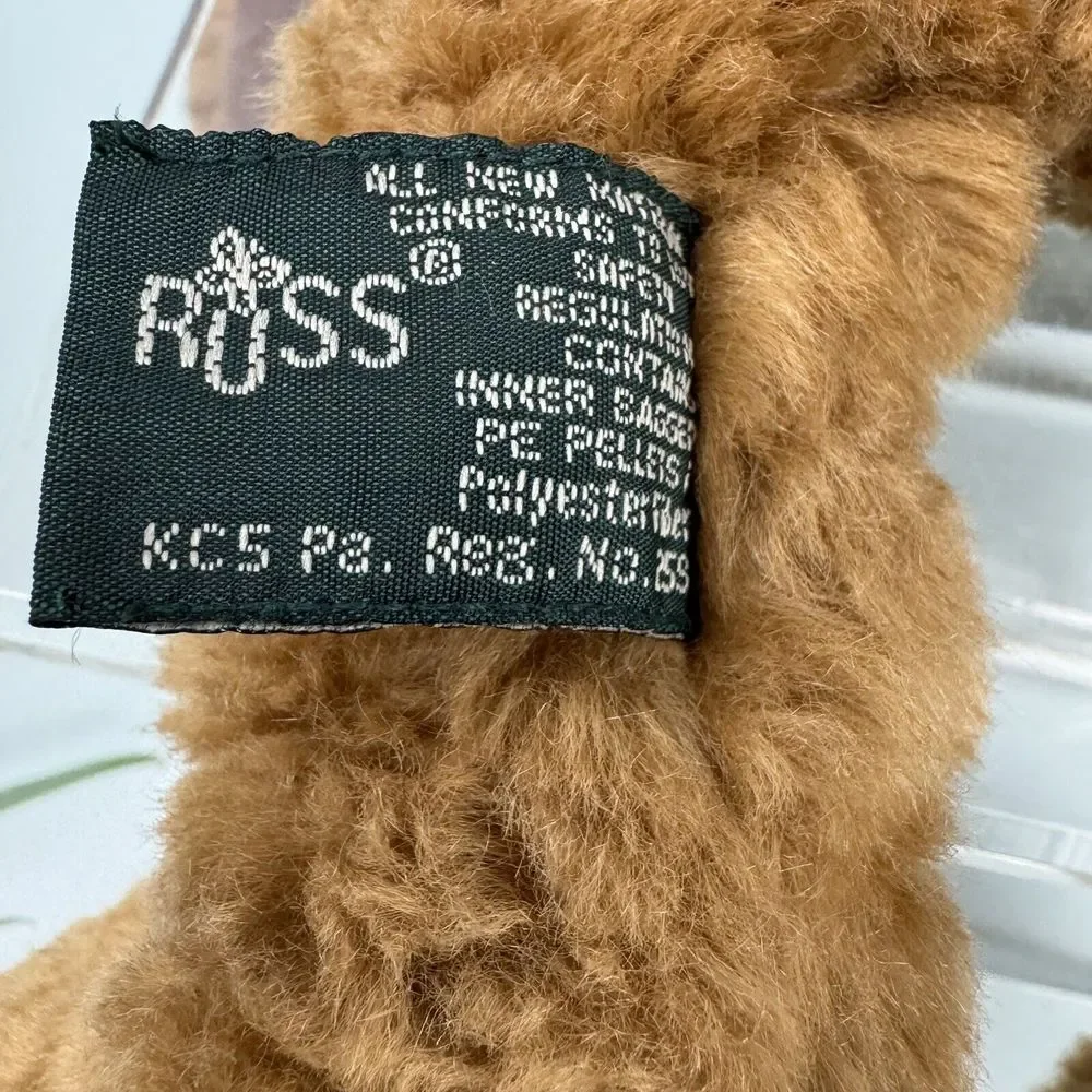Brighton Russ Berrie Stuffed Brown Teddy Bear VTG Plush Jointed Gingham‎ Bow